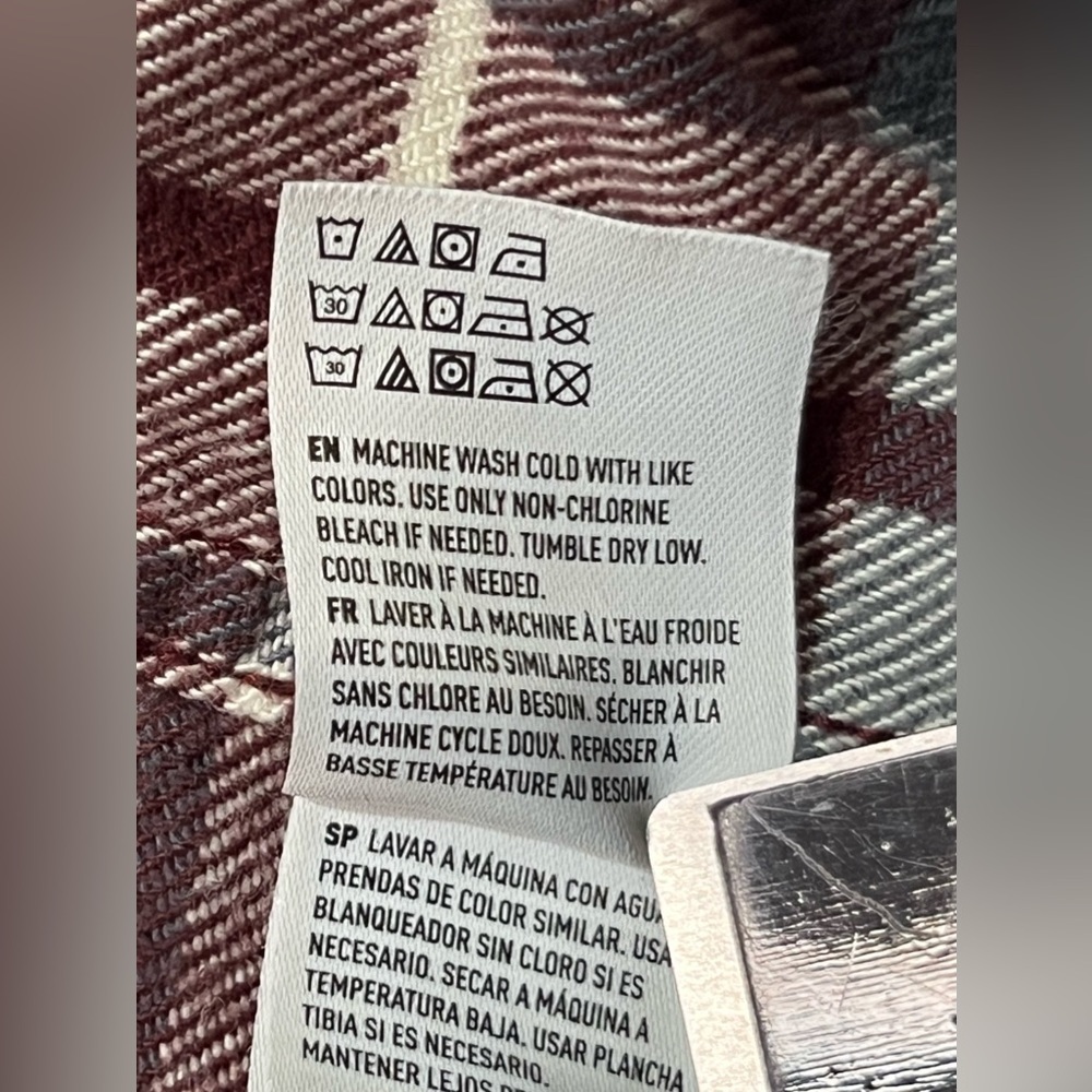 American Eagle Flannel Shirt Long Sleeve Button Down Multicolor 100% Cotton - Picture 11 of 13